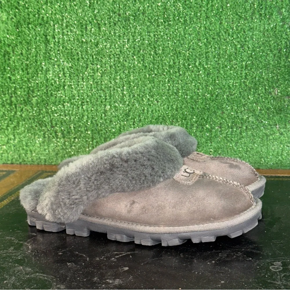 UGG Women's Gray Suede Slippers - Picture 2 of 7